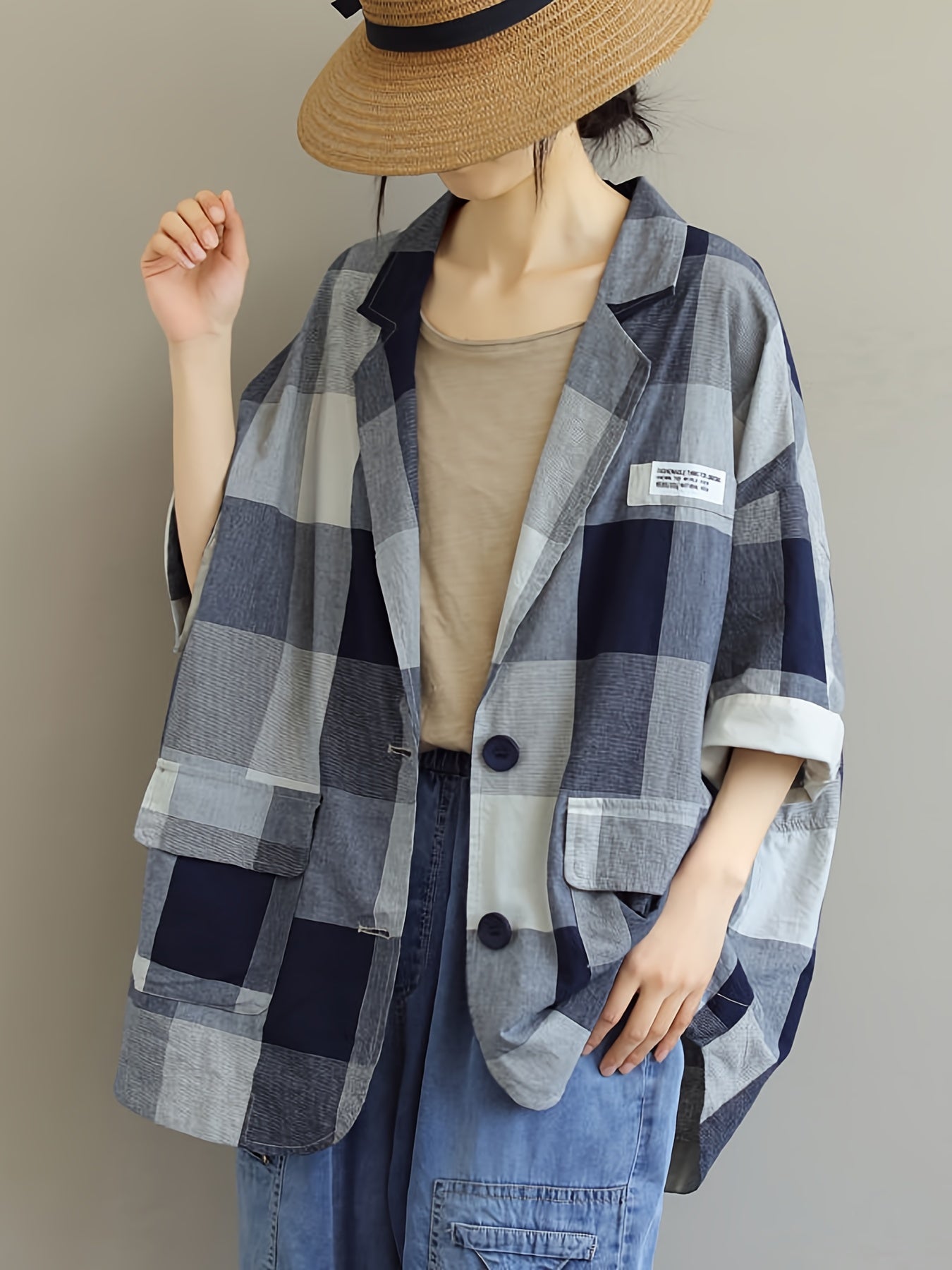 Carrés Déstructurés | Veste Oversize à Motif Patchwork