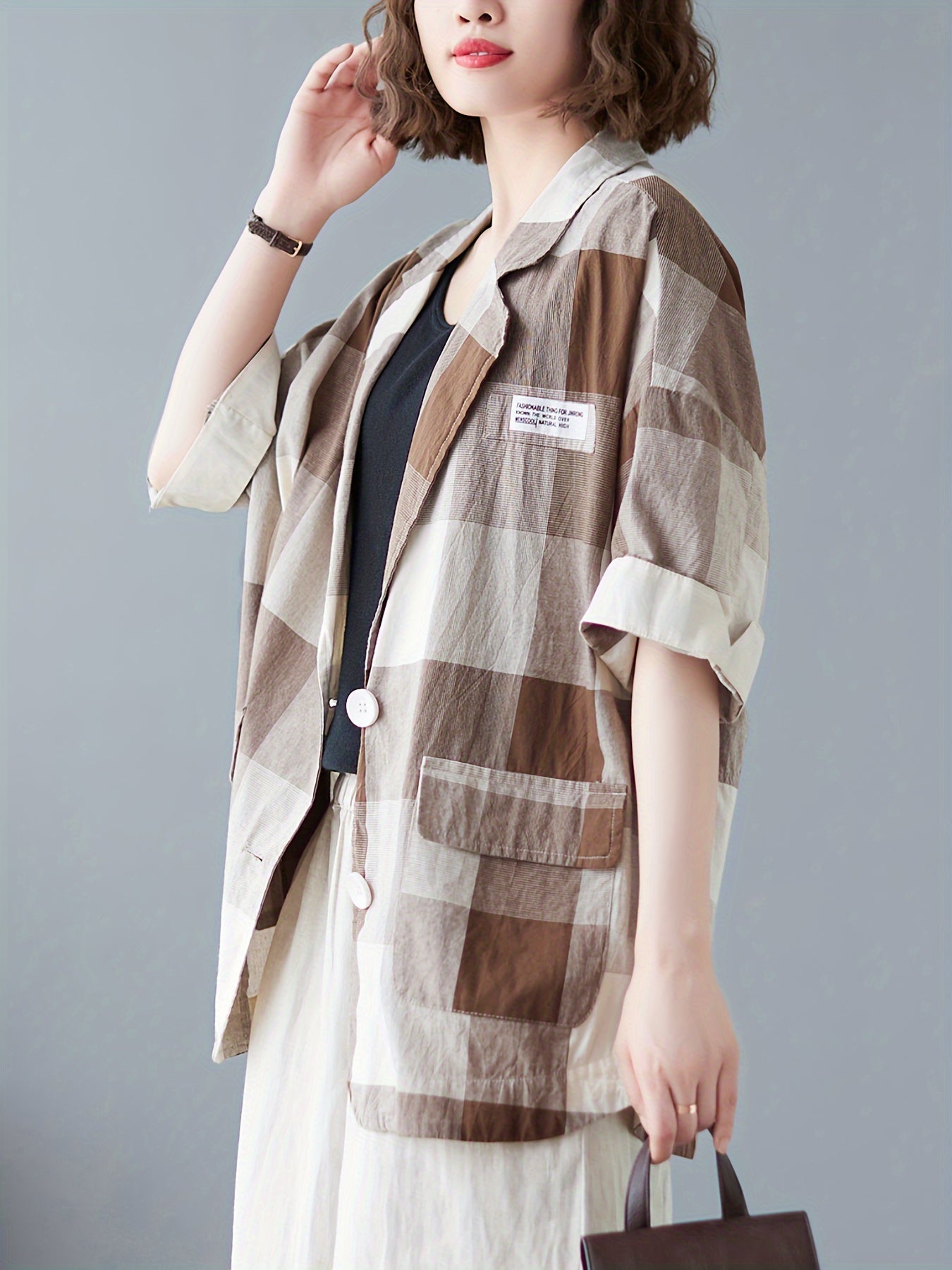 Carrés Déstructurés | Veste Oversize à Motif Patchwork