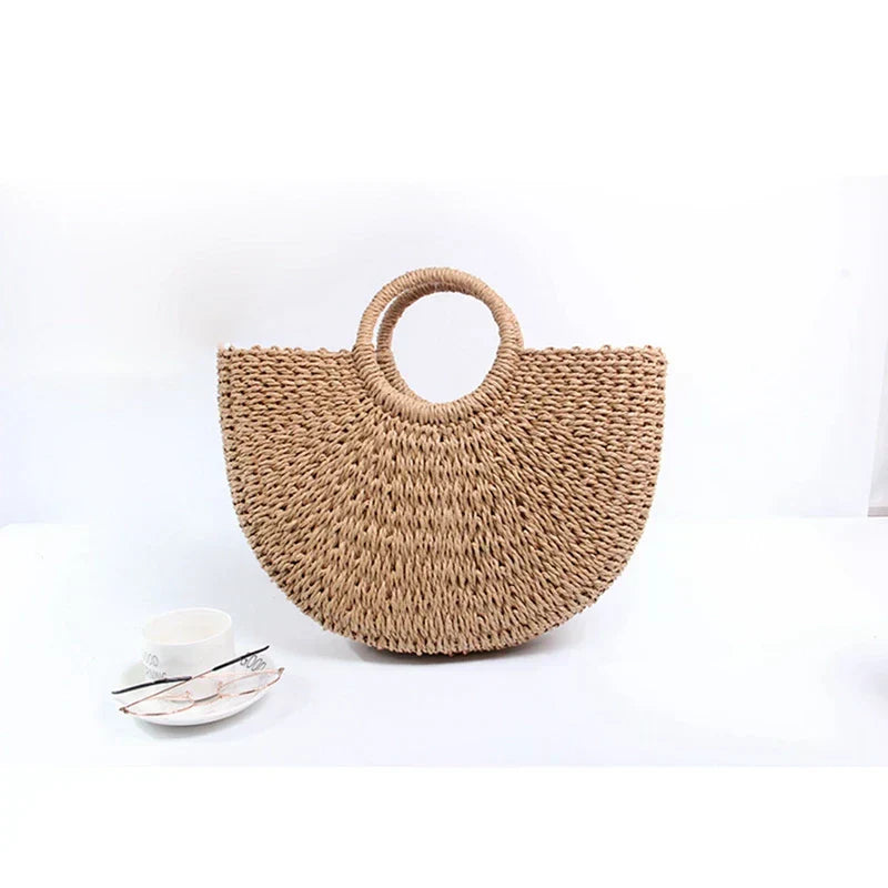 Sac Demi-Lune | Paille Tressée | Léger & Estival