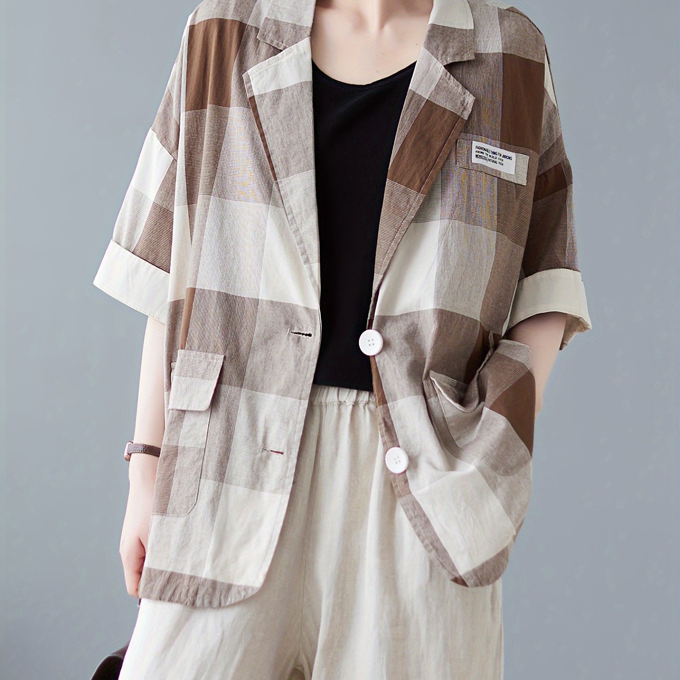 Carrés Déstructurés | Veste Oversize à Motif Patchwork