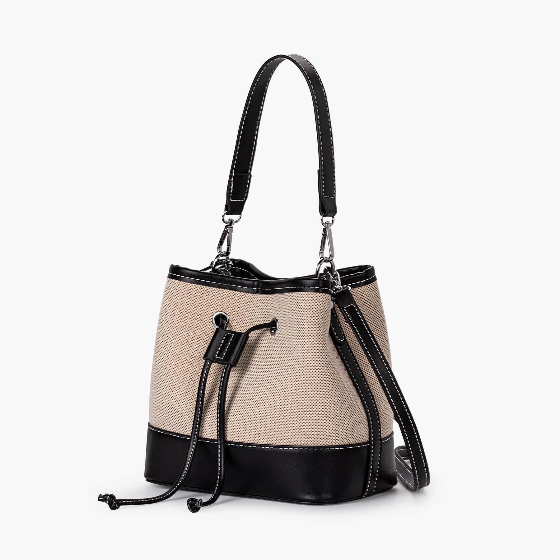 Sac Seau Bicolore | Élégance Décontractée | Toile & Simili Cuir