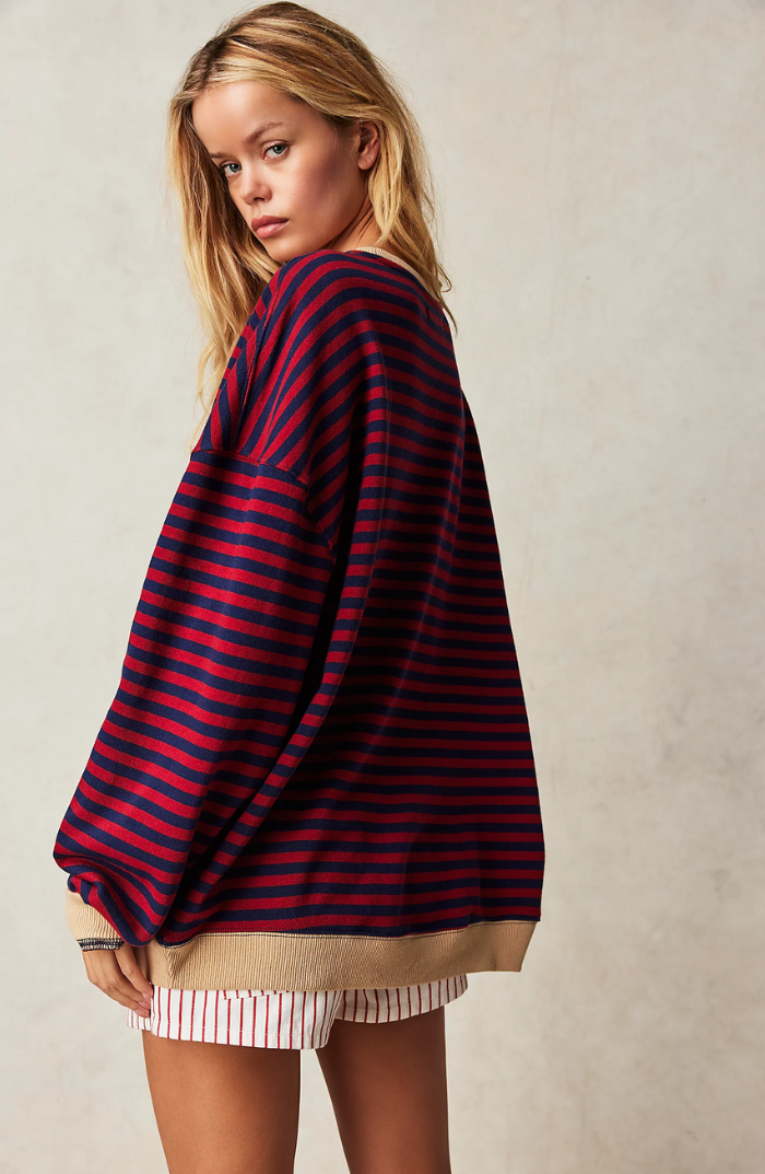Pull Marinière Oversize | Style Bord de Mer | Confort Estival