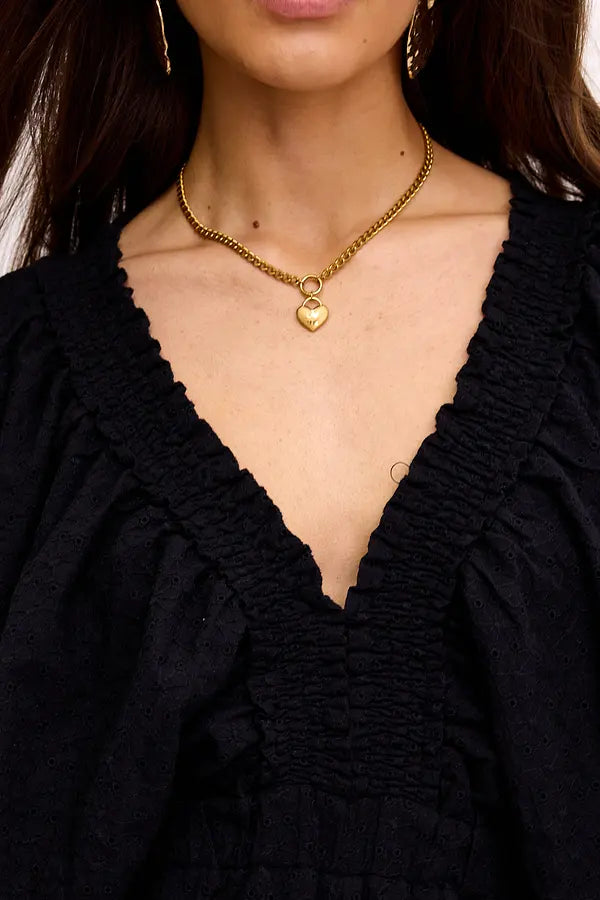 Amara - Robe Courte Noire | Manches Bouffantes | Élégante et Chic