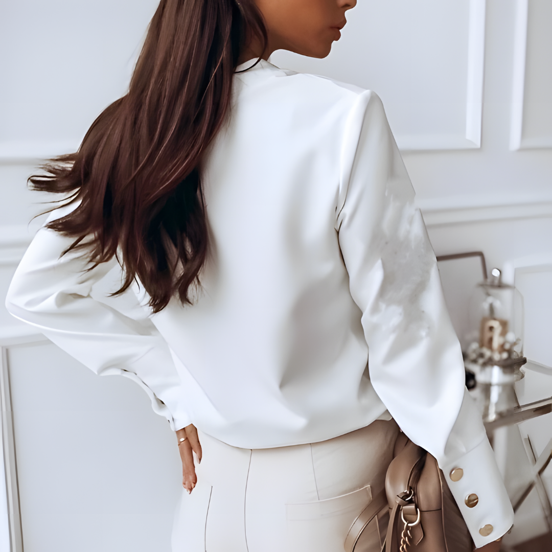 Chemise Blanche Femme | Boutonnage Asymétrique | Élégance Moderne
