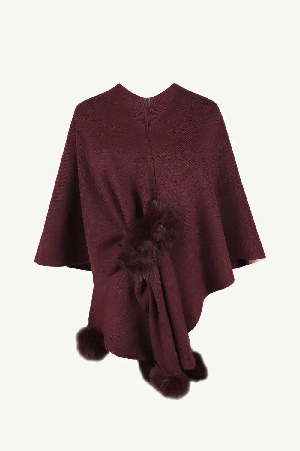 Poncho en Maille avec Pompons | Chic & Doux | Élégance Hivernale