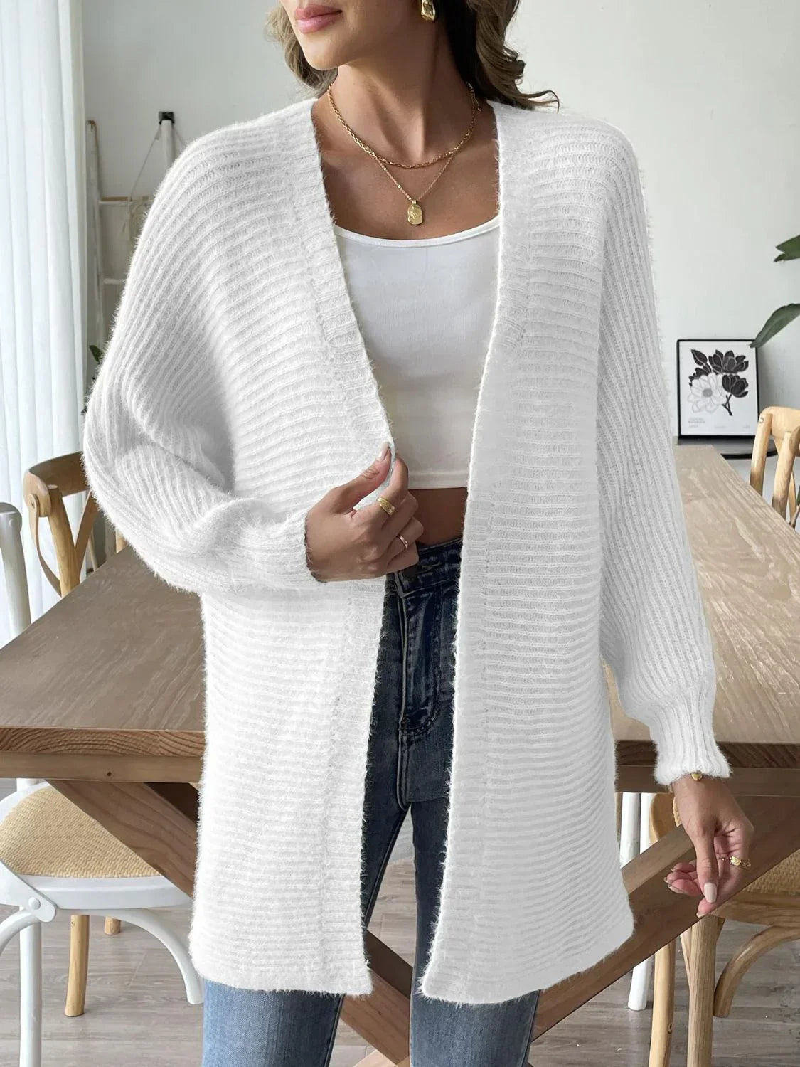 Cardigan Long | Maille Duveteuse | Confort & Élégance