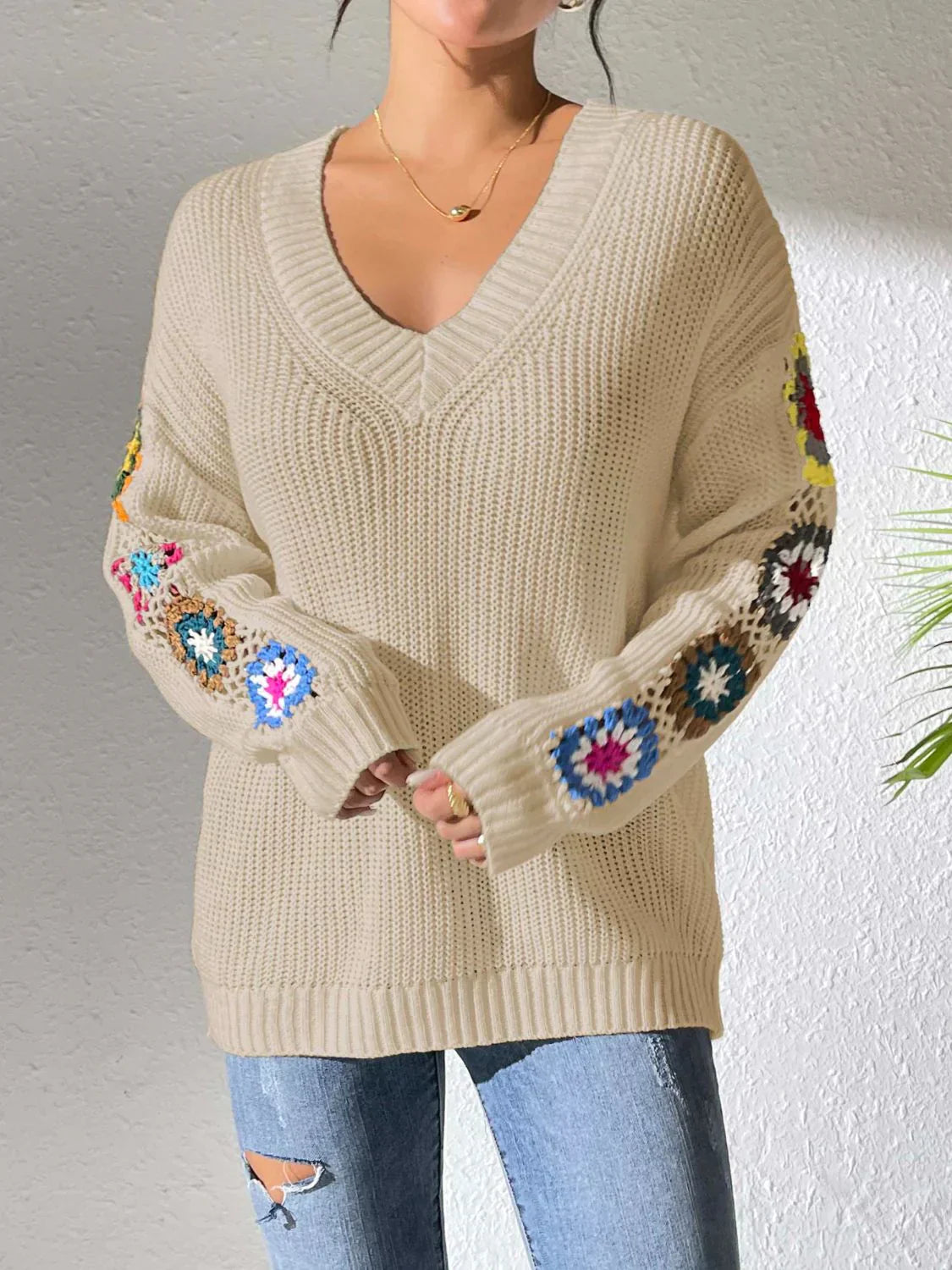 Pull en Maille avec Détails Crochet | Bohème & Doux | Style Décontracté