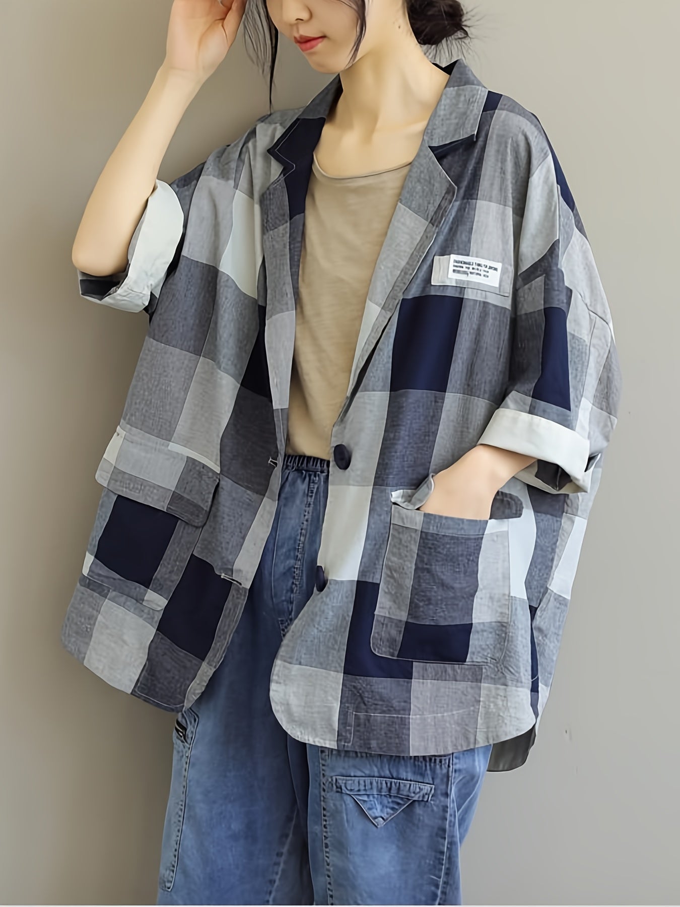 Carrés Déstructurés | Veste Oversize à Motif Patchwork