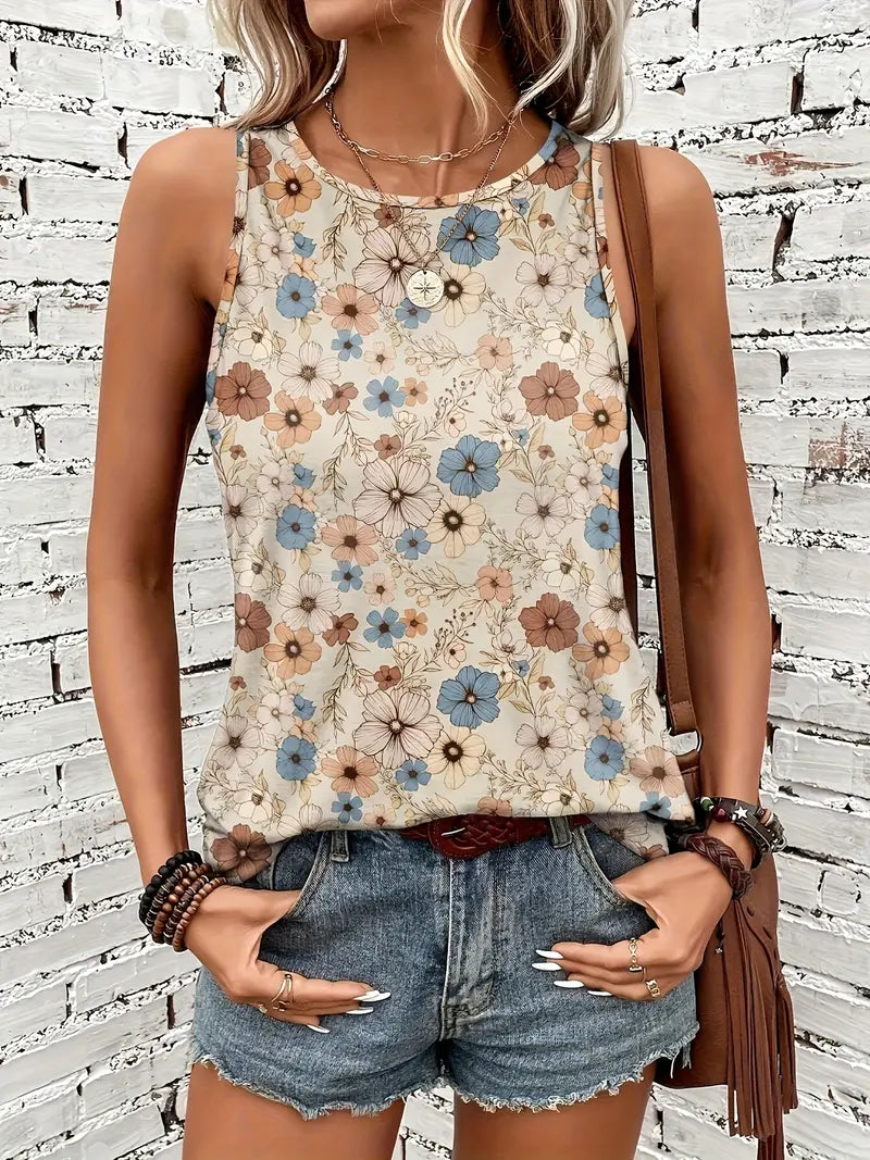 Fleur Sauvage | Top Sans Manches à Imprimé Floral Vintage