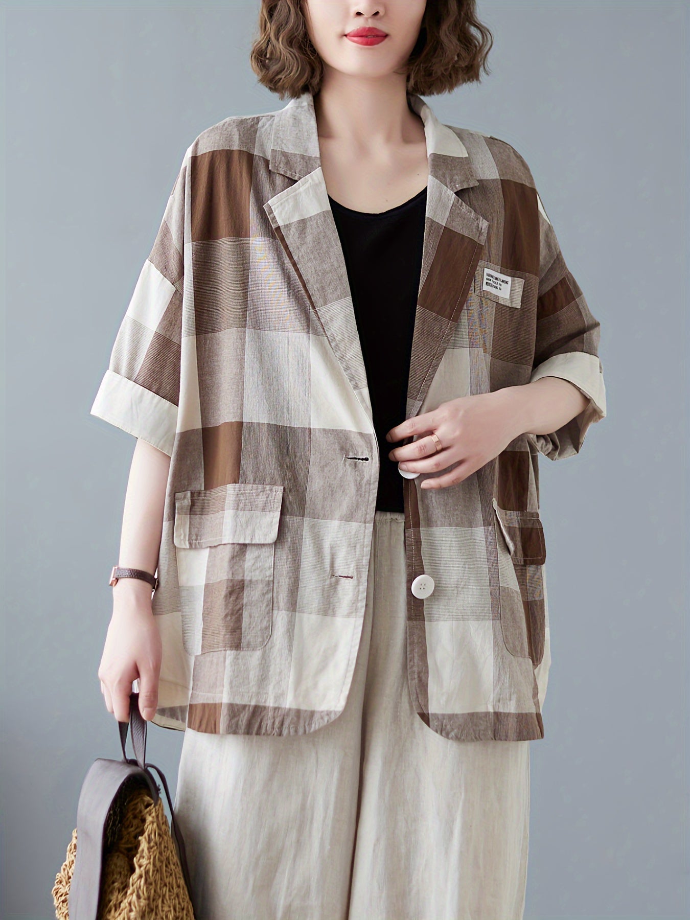Carrés Déstructurés | Veste Oversize à Motif Patchwork