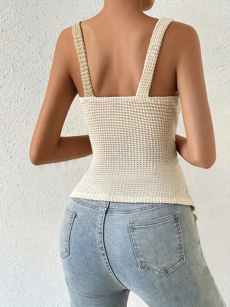 Top Croisé Bicolore Sans Manches | Chic et Décontracté
