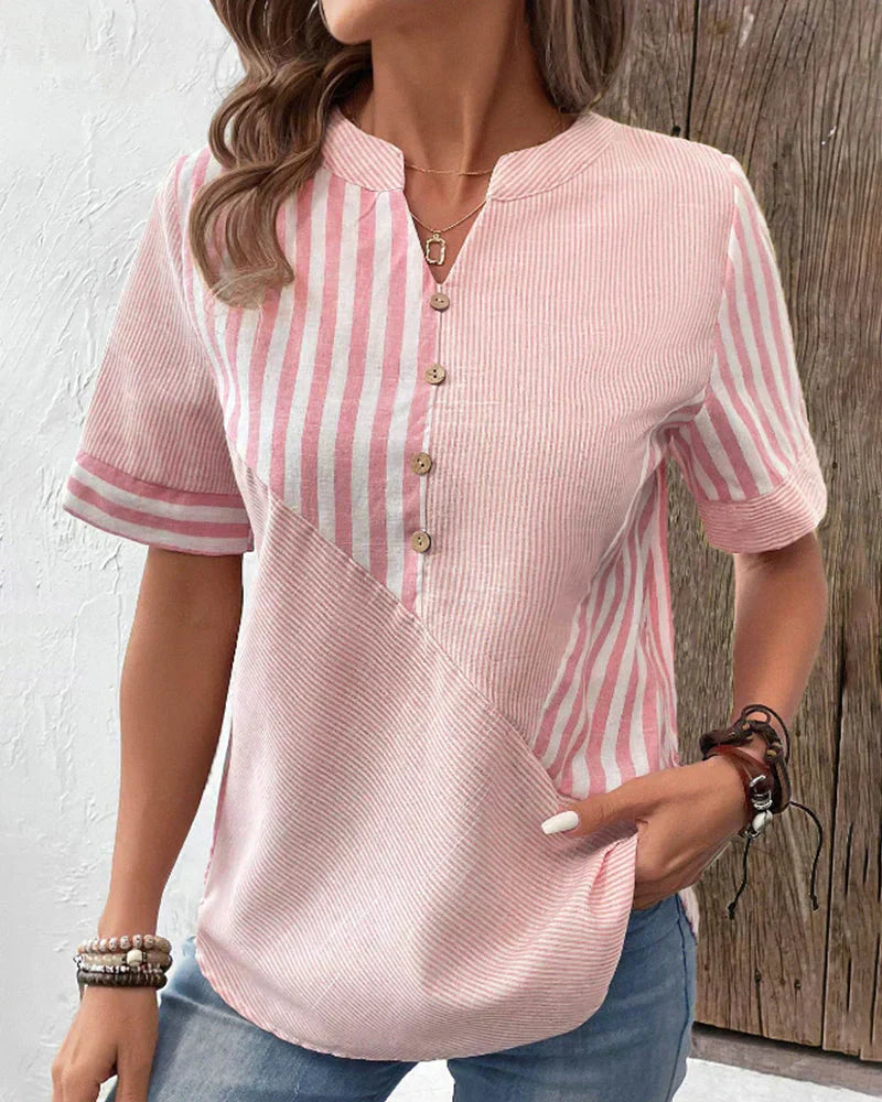 Blouse Rayée Douceur Pastel | Élégance Décontractée