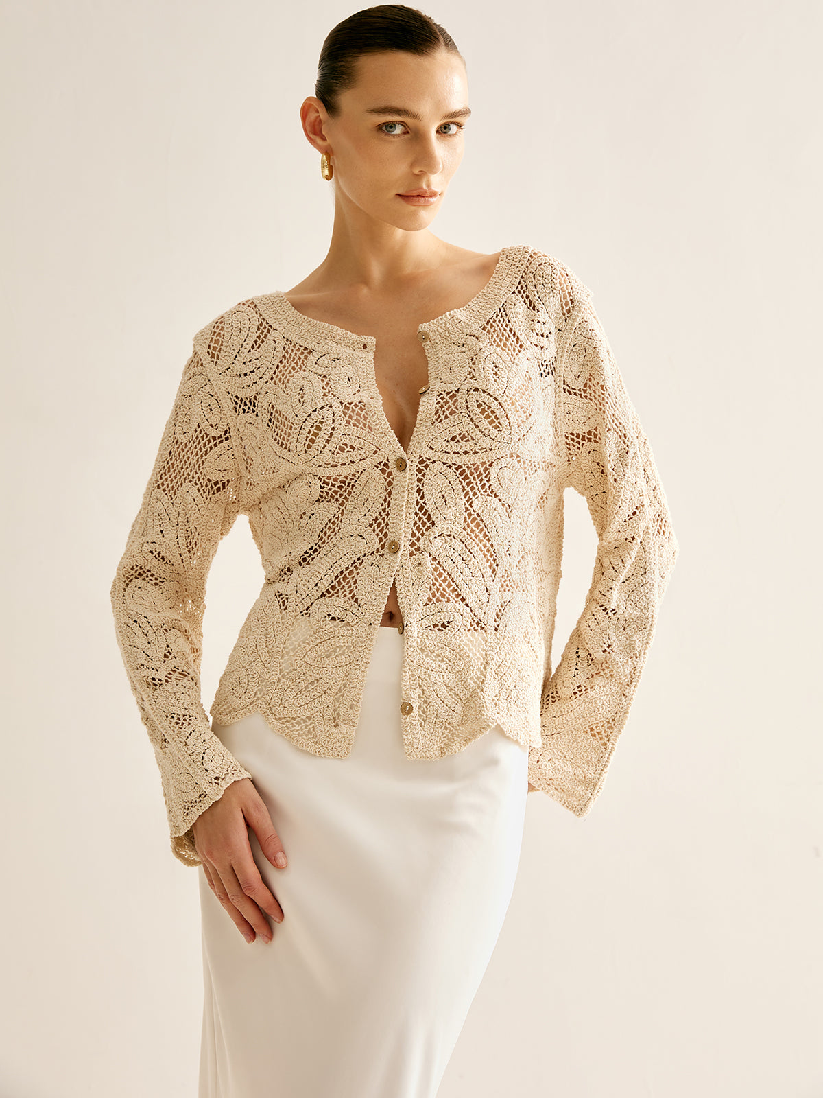 Cardigan en Crochet Floral | 100 % Coton | Léger et Bohème
