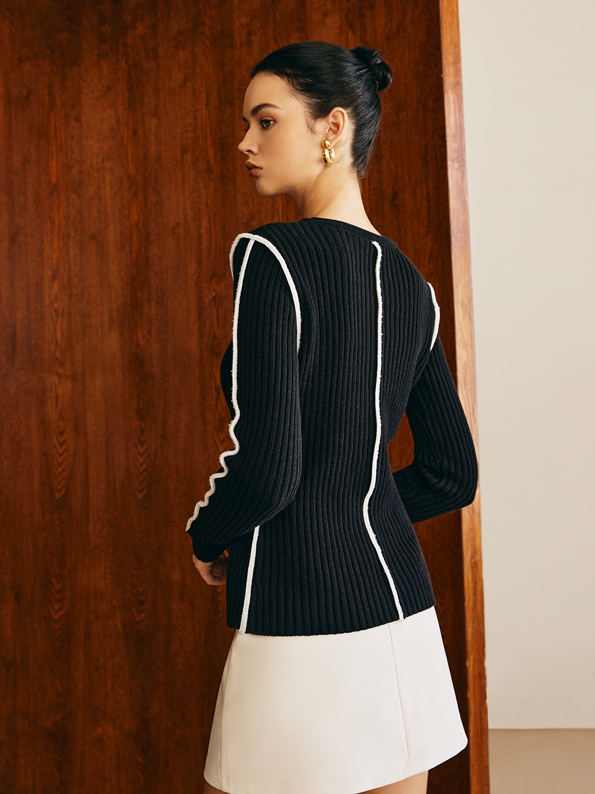 Alice - Pull Côtelé | Noir & Blanc | Moderne et Chic