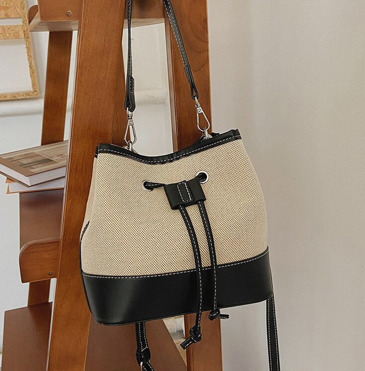 Sac Seau Bicolore | Élégance Décontractée | Toile & Simili Cuir