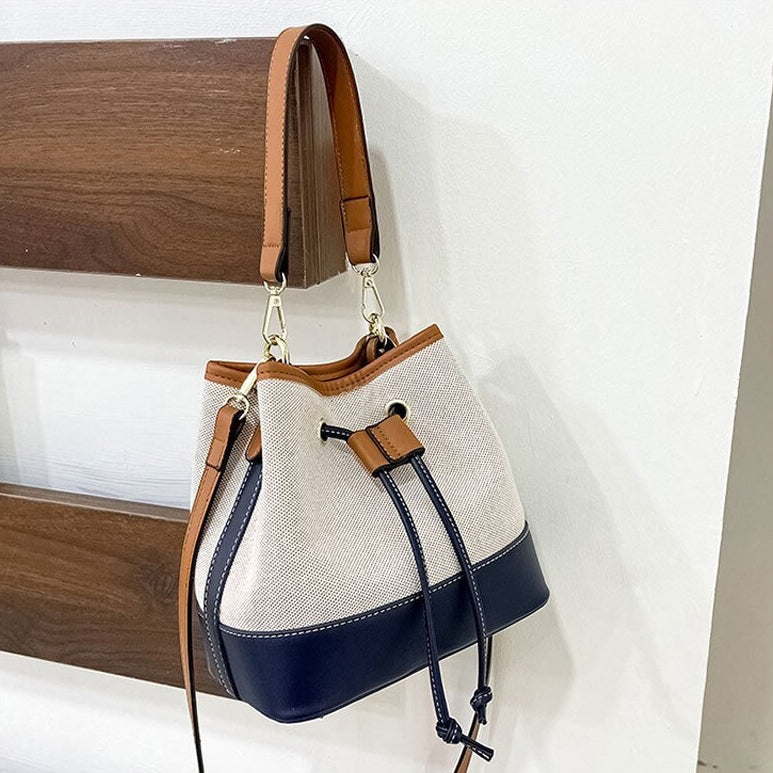 Sac Seau Bicolore | Élégance Décontractée | Toile & Simili Cuir