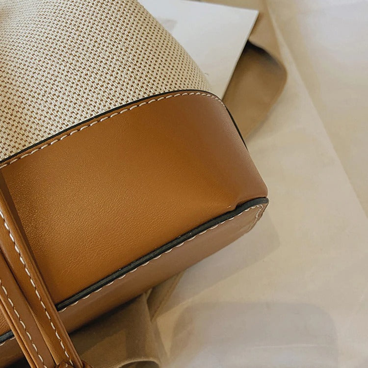 Sac Seau Bicolore | Élégance Décontractée | Toile & Simili Cuir