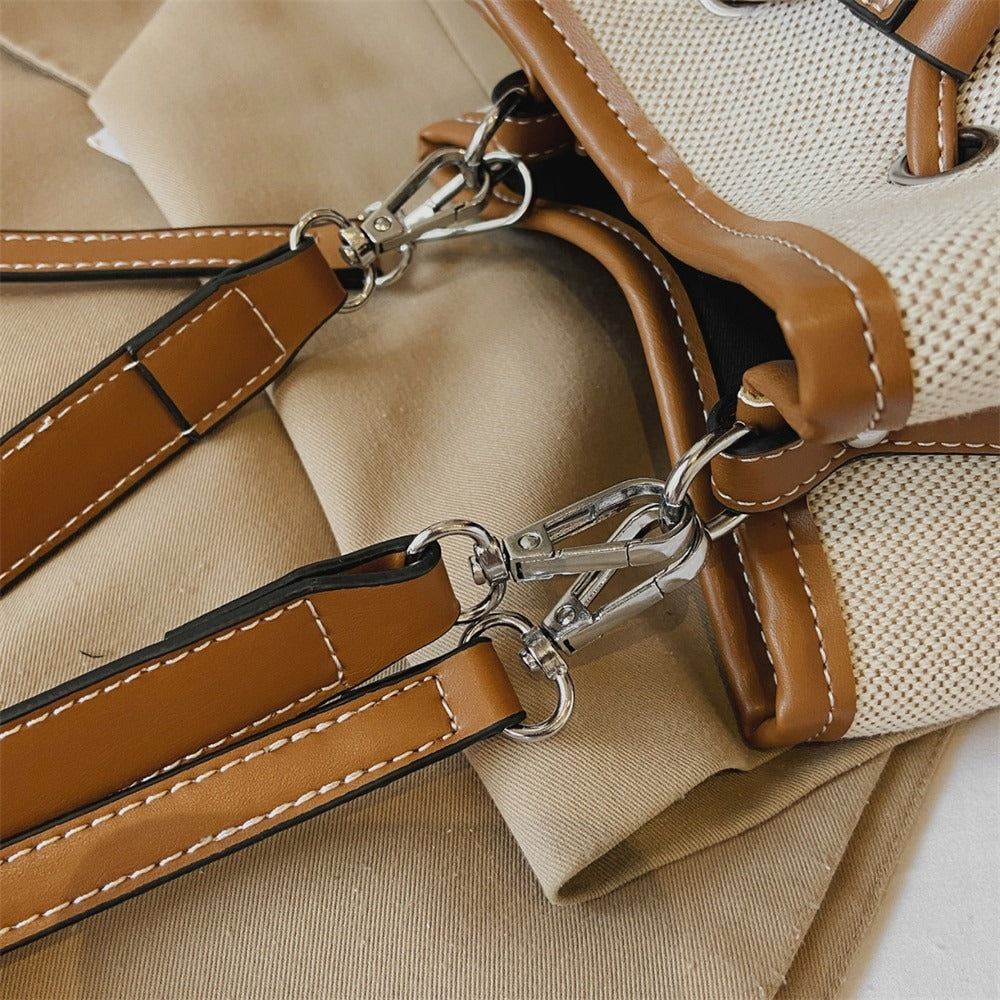 Sac Seau Bicolore | Élégance Décontractée | Toile & Simili Cuir