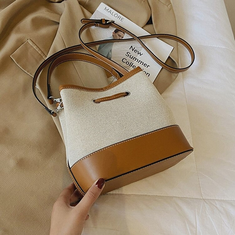 Sac Seau Bicolore | Élégance Décontractée | Toile & Simili Cuir