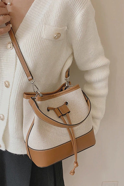 Sac Seau Bicolore | Élégance Décontractée | Toile & Simili Cuir