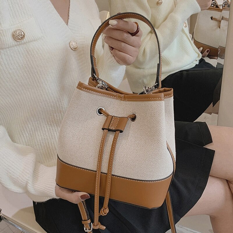 Sac Seau Bicolore | Élégance Décontractée | Toile & Simili Cuir