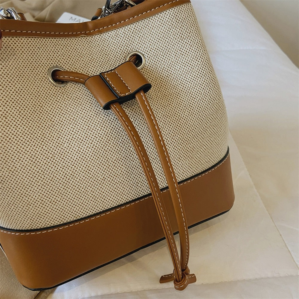 Sac Seau Bicolore | Élégance Décontractée | Toile & Simili Cuir