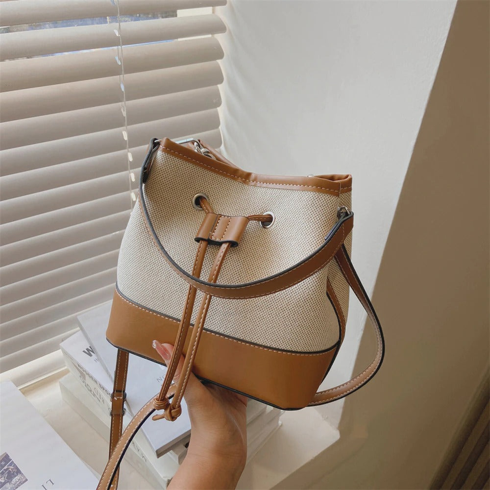Sac Seau Bicolore | Élégance Décontractée | Toile & Simili Cuir