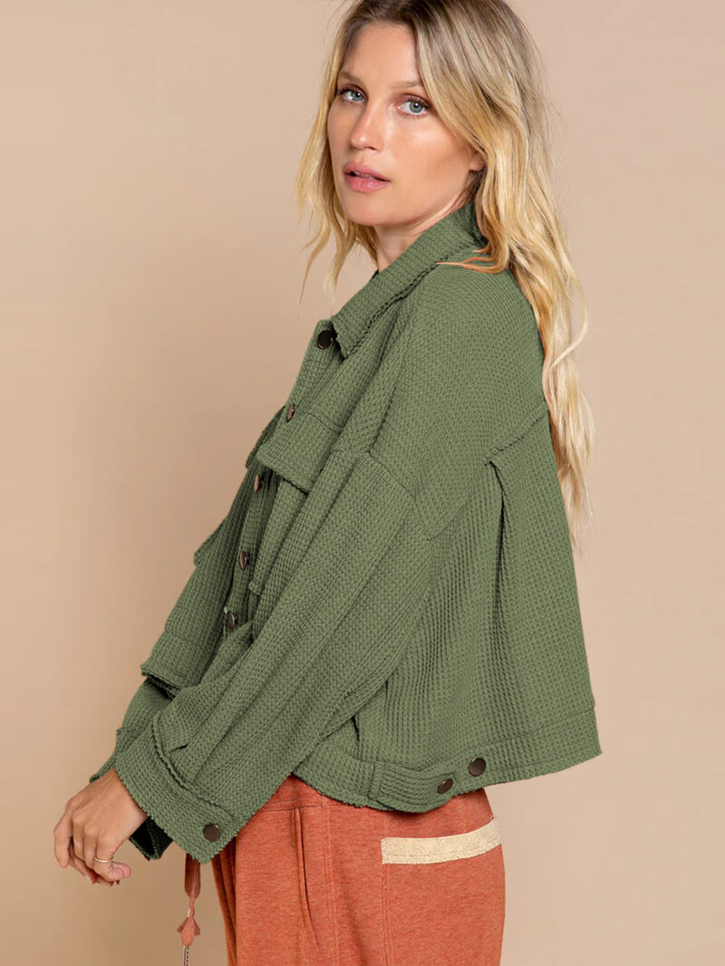 Veste Courte Waffle | Style Décontracté et Texture Nid d’Abeille