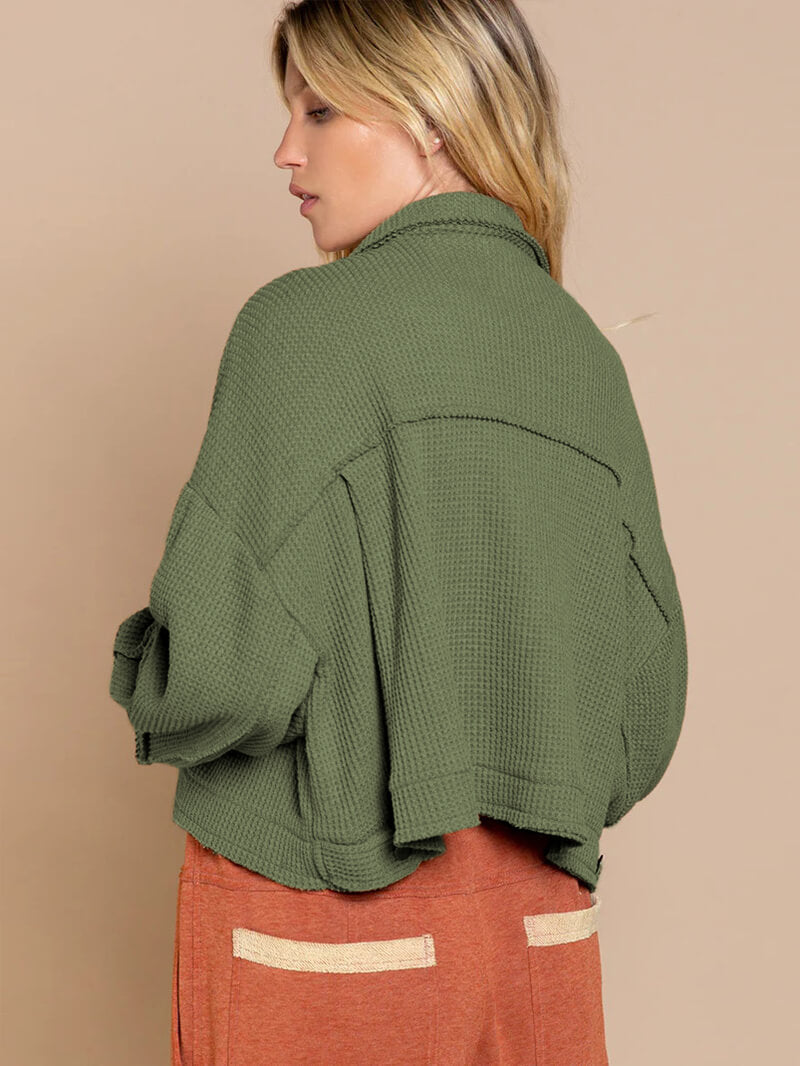 Veste Courte Waffle | Style Décontracté et Texture Nid d’Abeille