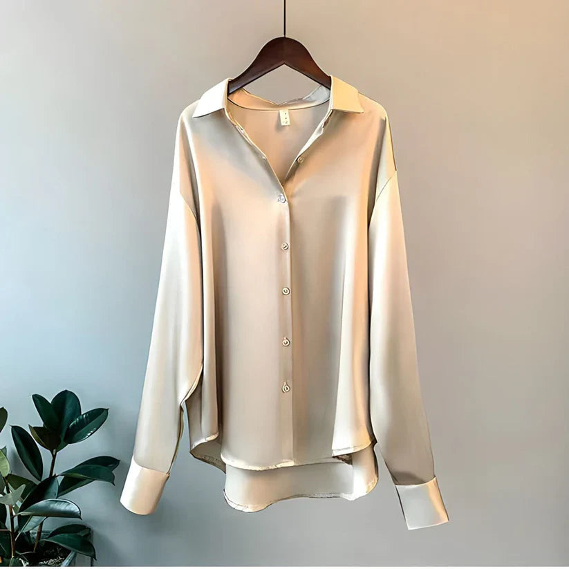 Lumière Satinée | Chemise Oversize Brillance Chic Femme