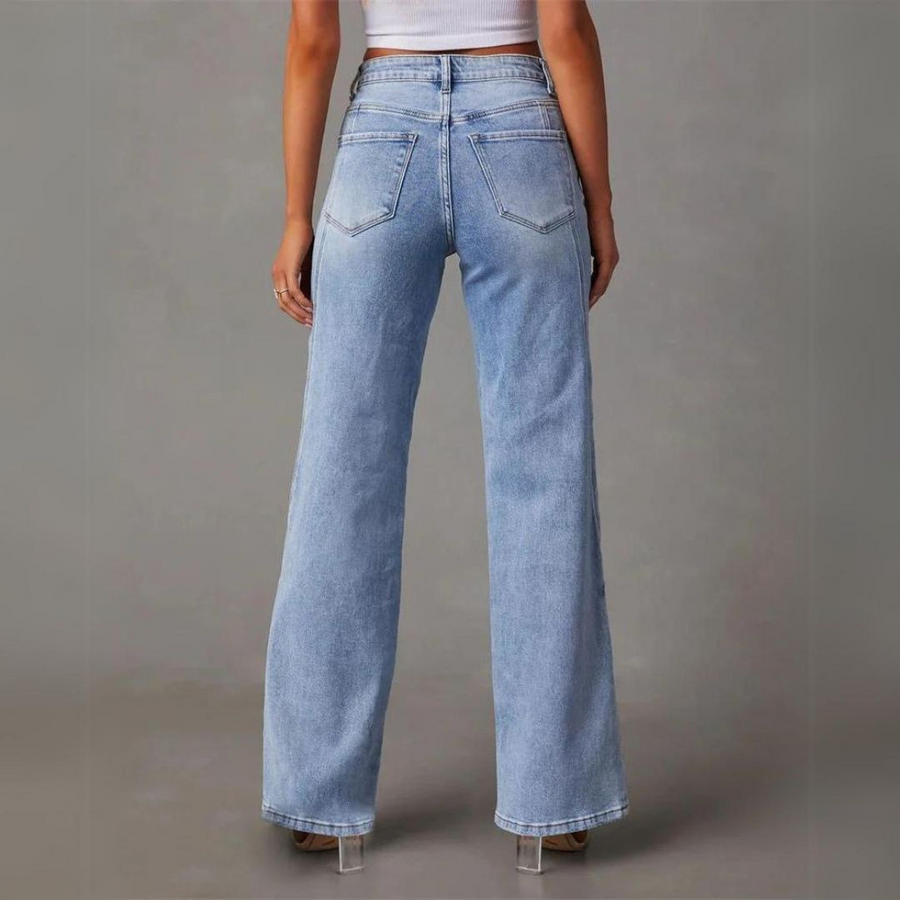 Jean Large Taille Haute Bleu Clair | Intemporel et Confort Moderne