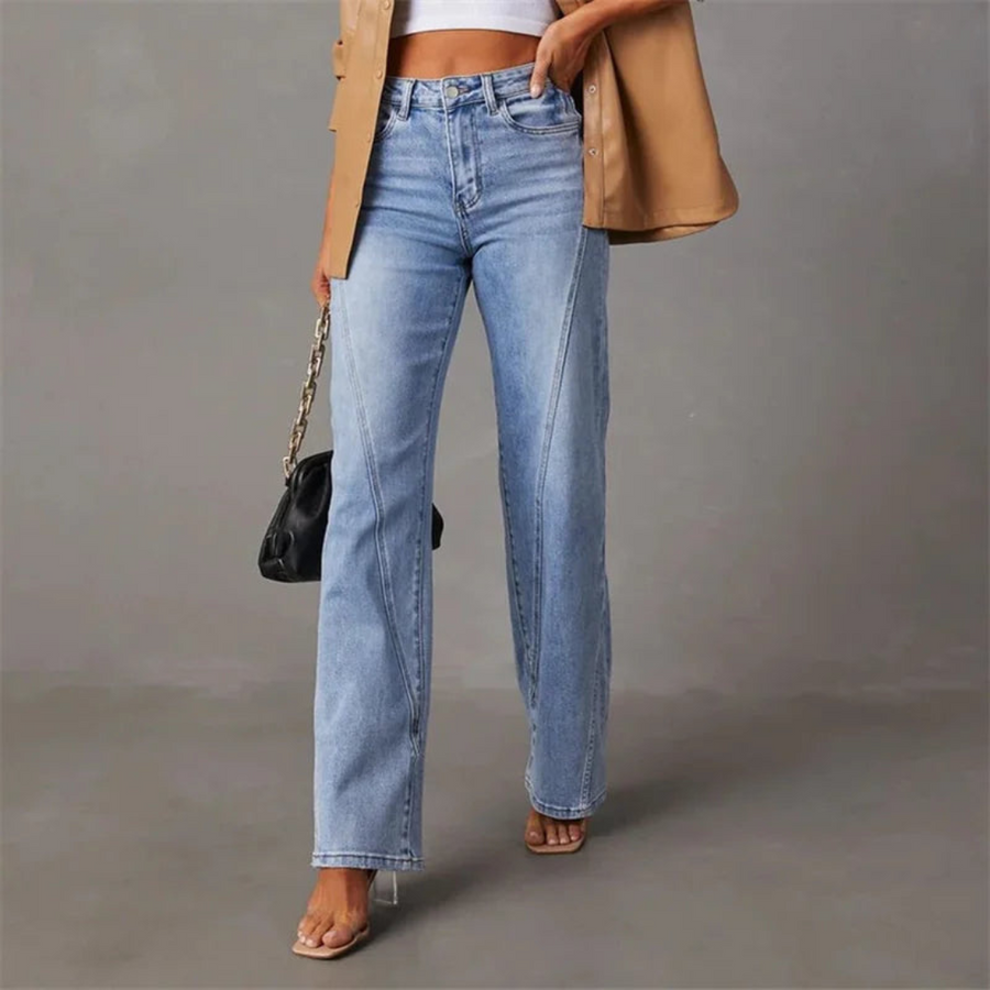Jean Large Taille Haute Bleu Clair | Intemporel et Confort Moderne
