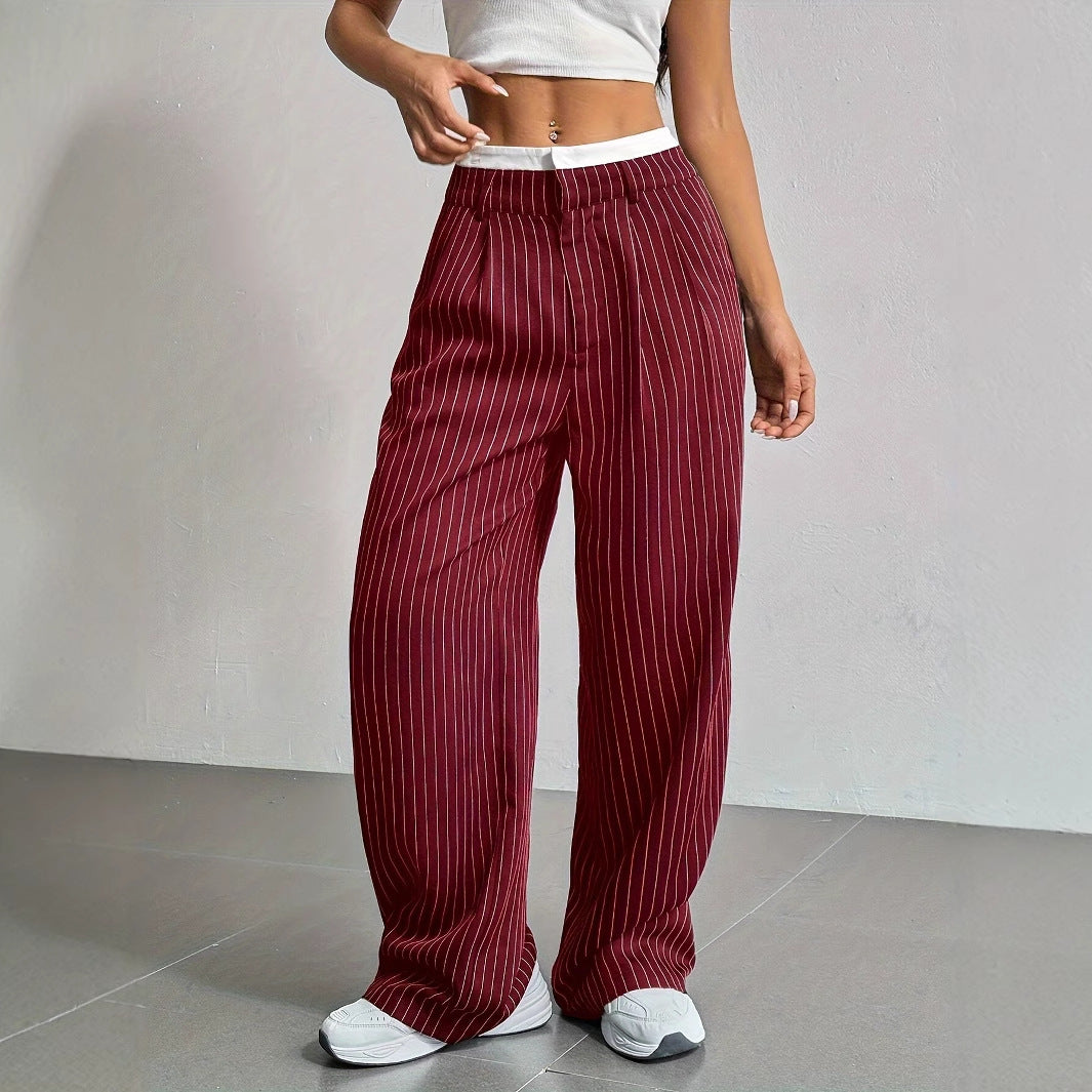 Pantalon Large à Rayures | Allure Décontractée et Élégance Urbaine