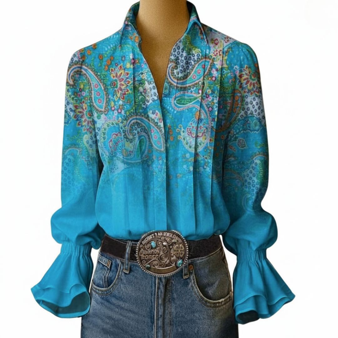 CHEMISE ÉLÉGANTE | Motif ethnique bleu