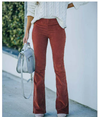Pantalon Évasé en Velours | Taille Haute | Style Rétro