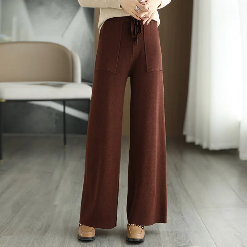 Pantalon Large en Maille | Confort Élégant et Moderne