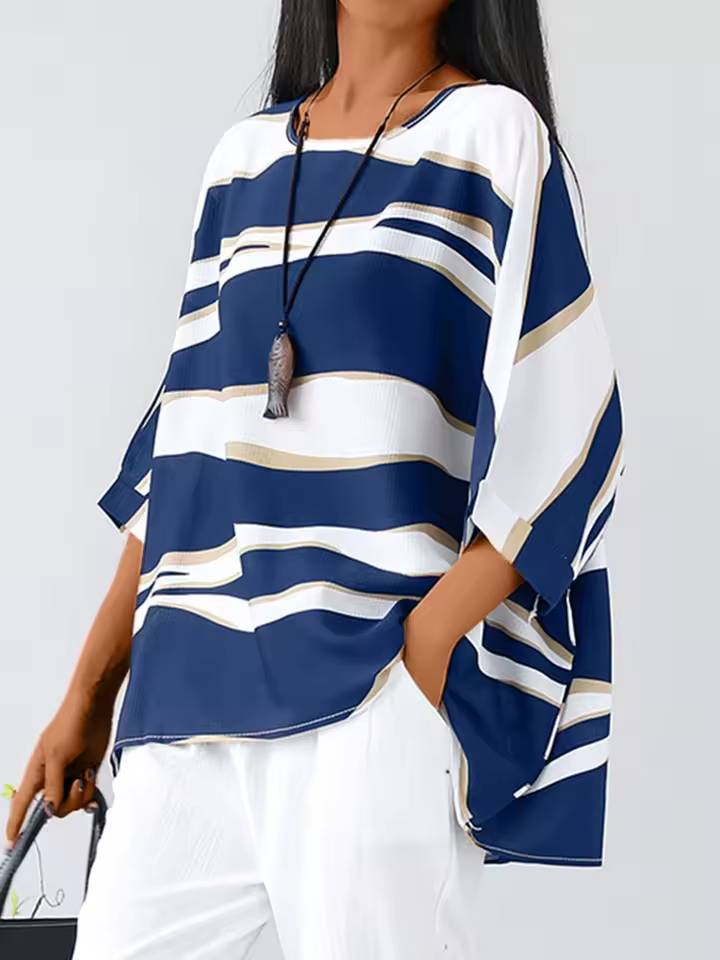 Blouse Oversize Rayée | Style Graphique et Confort Décontracté