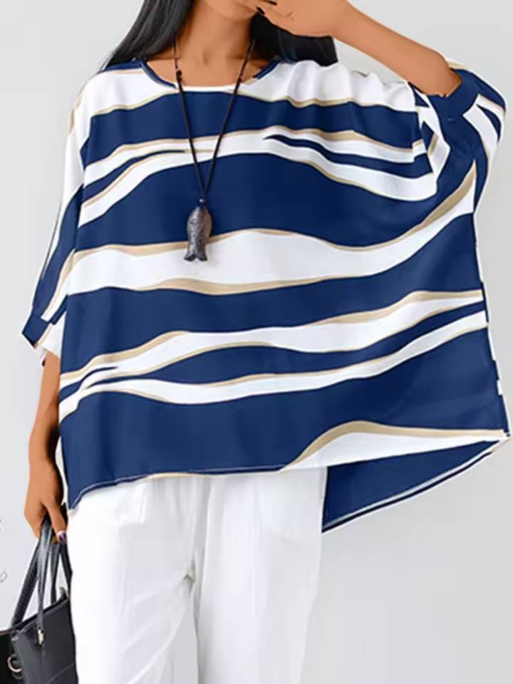 Blouse Oversize Rayée | Style Graphique et Confort Décontracté
