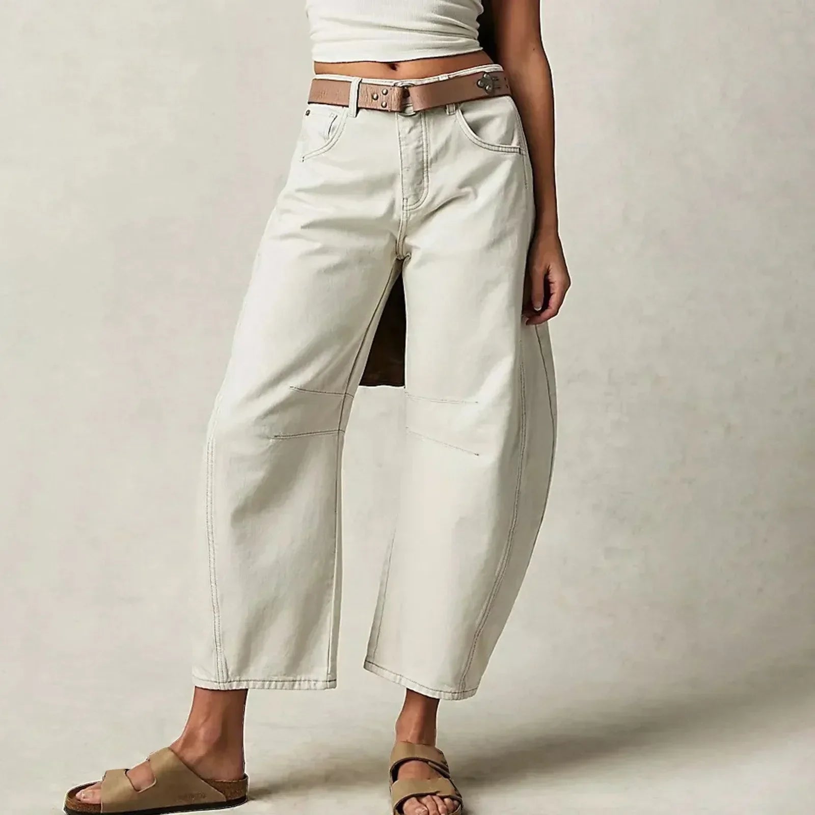Pantalon Jambe Ballon Femme | Taille Haute | 100% Coton Confortable