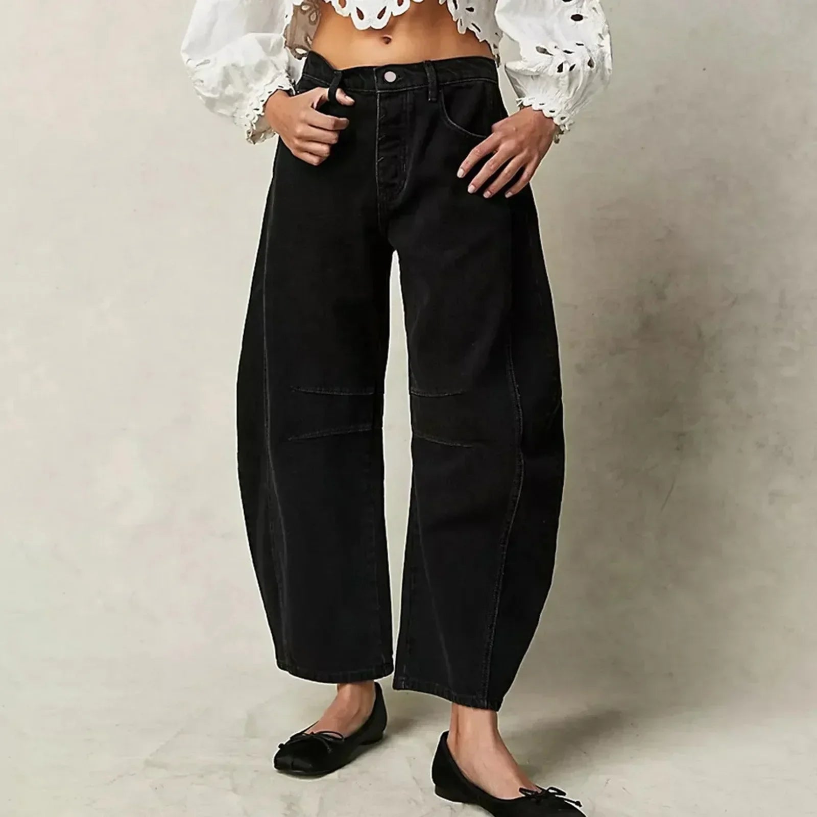 Pantalon Jambe Ballon Femme | Taille Haute | 100% Coton Confortable