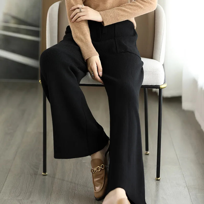 Pantalon Large en Maille | Confort Élégant et Moderne