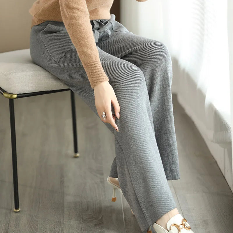 Pantalon Large en Maille | Confort Élégant et Moderne