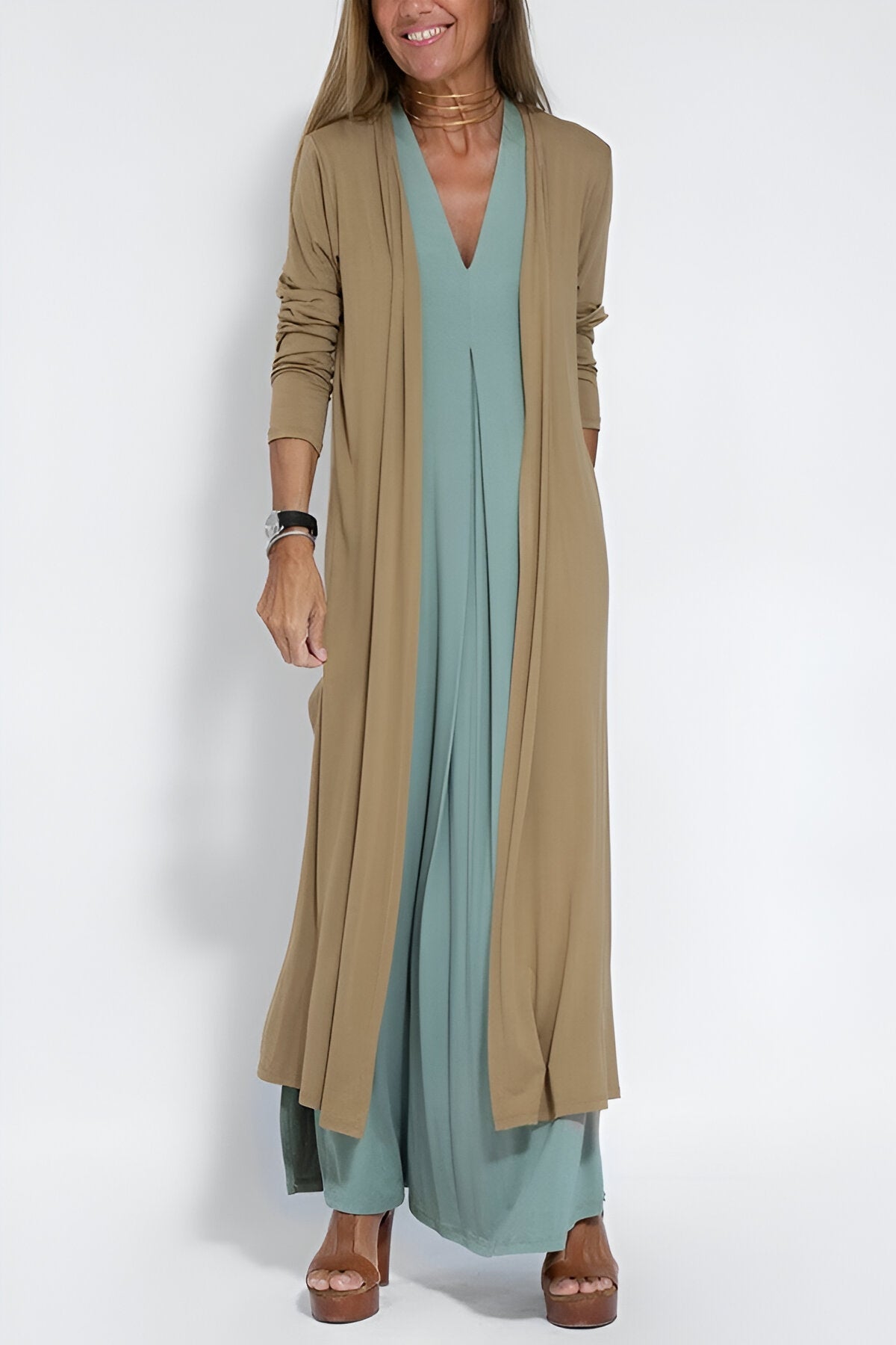 Robe Longue Fluide | Sans Manches | Élégance Minimaliste