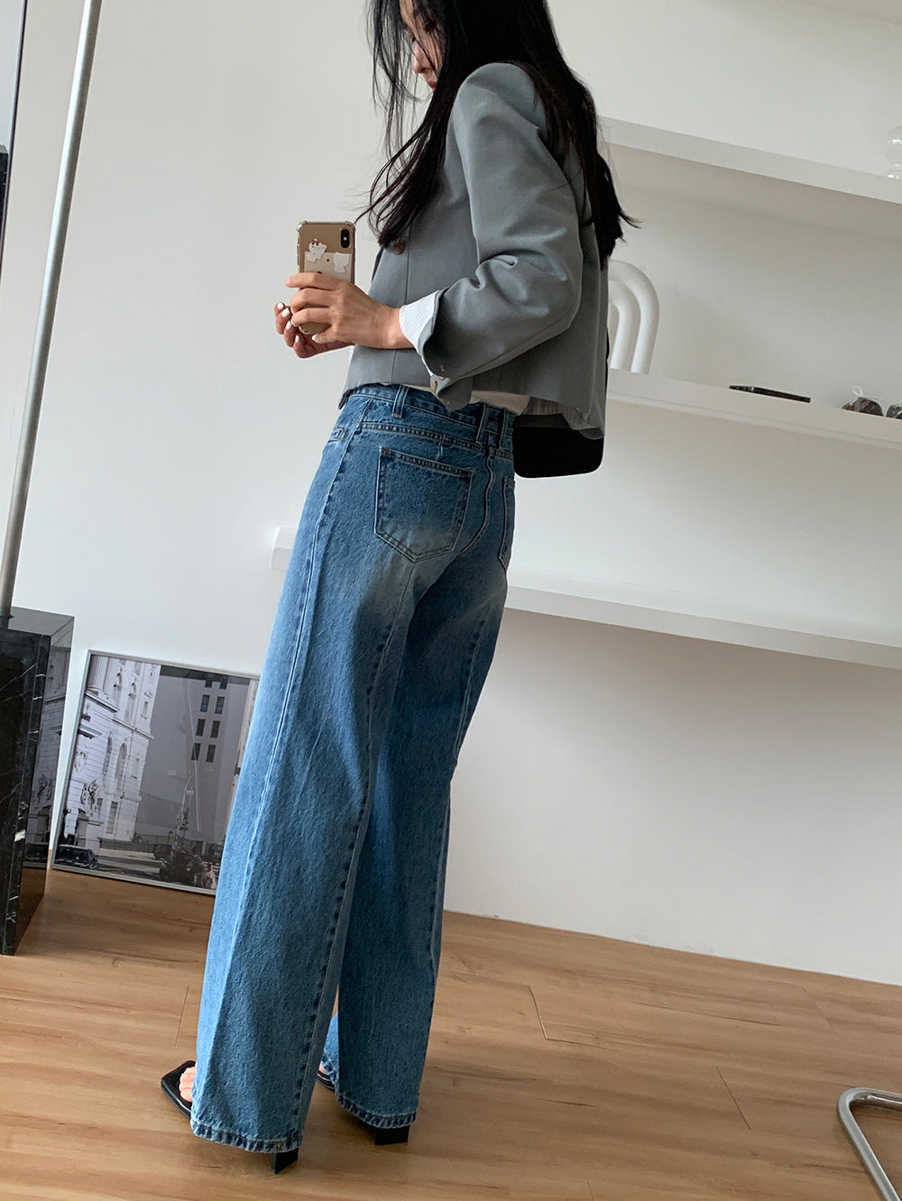 Jean Taille Haute Évasé | Silhouette Allongée et Style Vintage
