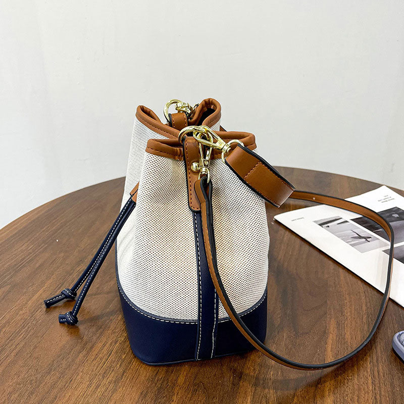 Sac Seau Bicolore | Élégance Décontractée | Toile & Simili Cuir