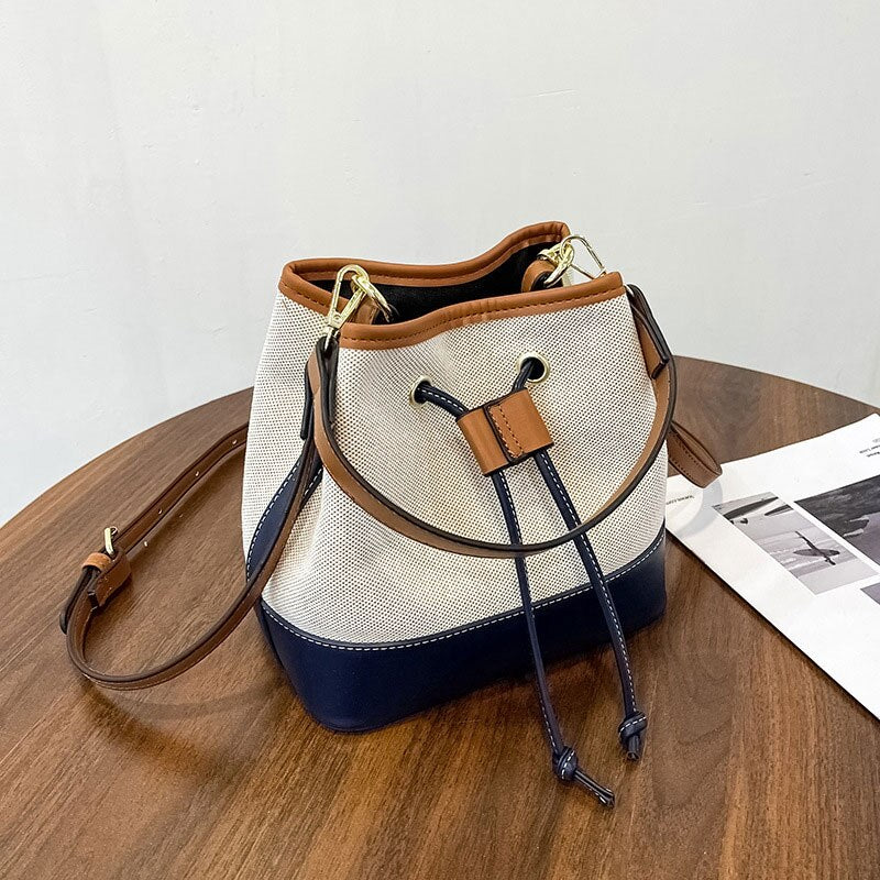 Sac Seau Bicolore | Élégance Décontractée | Toile & Simili Cuir