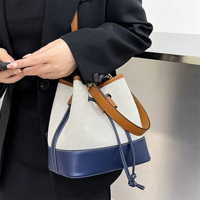 Sac Seau Bicolore | Élégance Décontractée | Toile & Simili Cuir