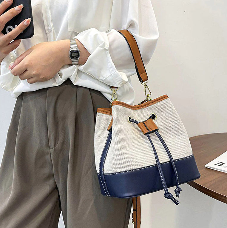Sac Seau Bicolore | Élégance Décontractée | Toile & Simili Cuir