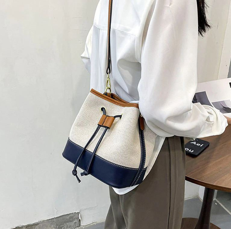 Sac Seau Bicolore | Élégance Décontractée | Toile & Simili Cuir