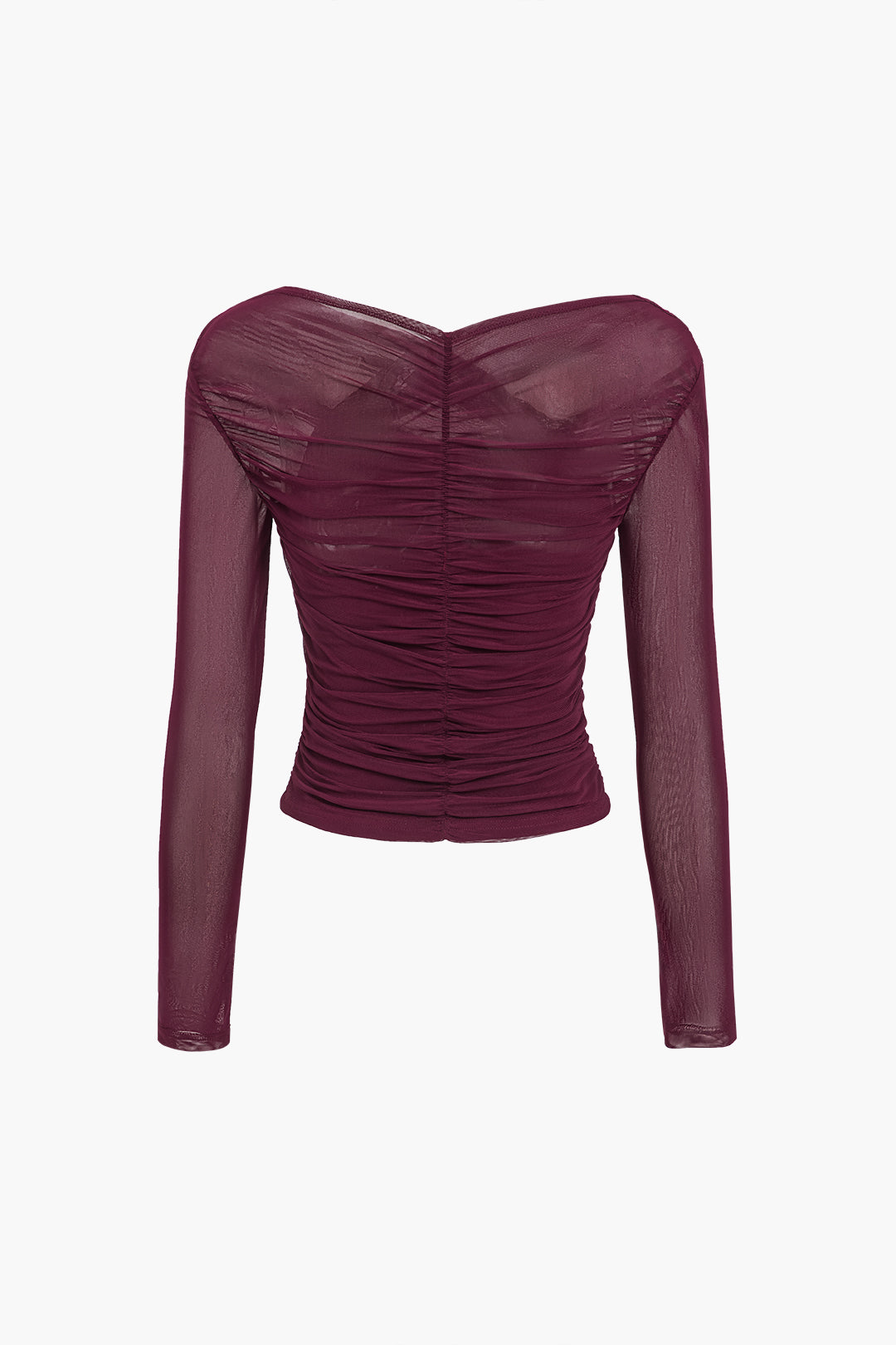 Top Croisé en Tulle | Élégance Drapée et Manches Longues